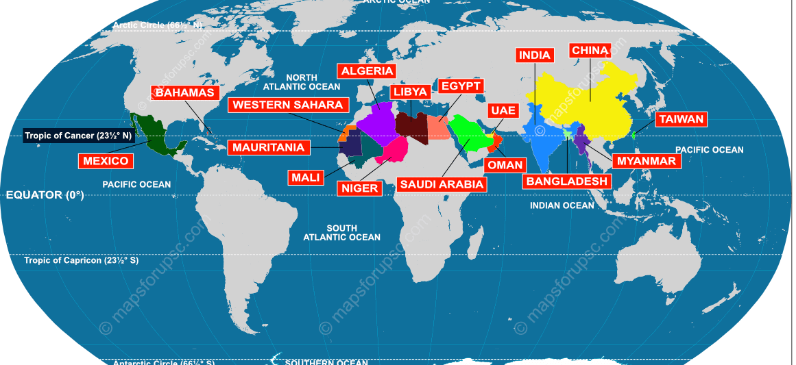 कर्क रेखा (Tropic of Cancer) कर्क रेखा (Tropic of Cancer)