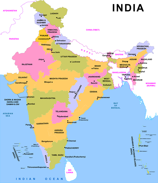 Bharat ki sthiti aur vistar map UPSC geography